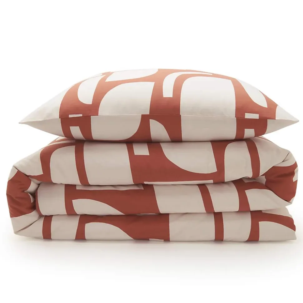 Parure de lit 2 personnes géométrique bicolore 260x240cm