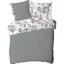 Parure de lit 2 personnes en coton 57 fils imprimé ecru 260x240cm