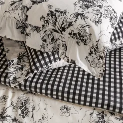 Parure de lit 2 personnes en coton 57 fils imprimé ecru 260x240cm