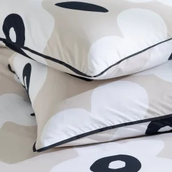 Parure de lit 2 personnes en coton 57 fils imprimé beige 240x220cm