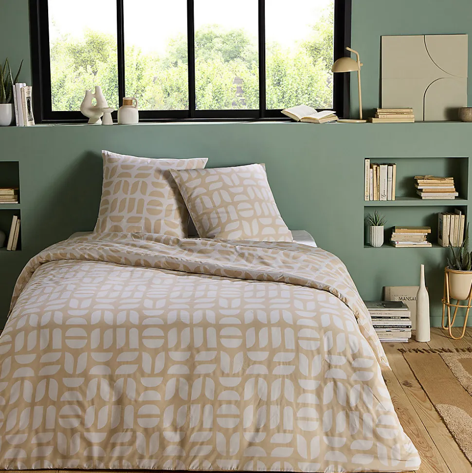 Parure de lit 2 personnes géométrique en polycoton 240x220cm