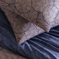 Parure de lit 2 personnes en coton 57 fils imprimé bleu 240x220cm
