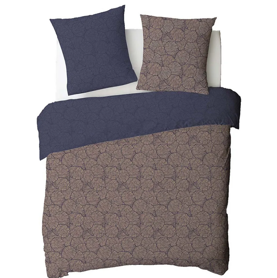 Parure de lit 2 personnes en coton 57 fils imprimé bleu 240x220cm