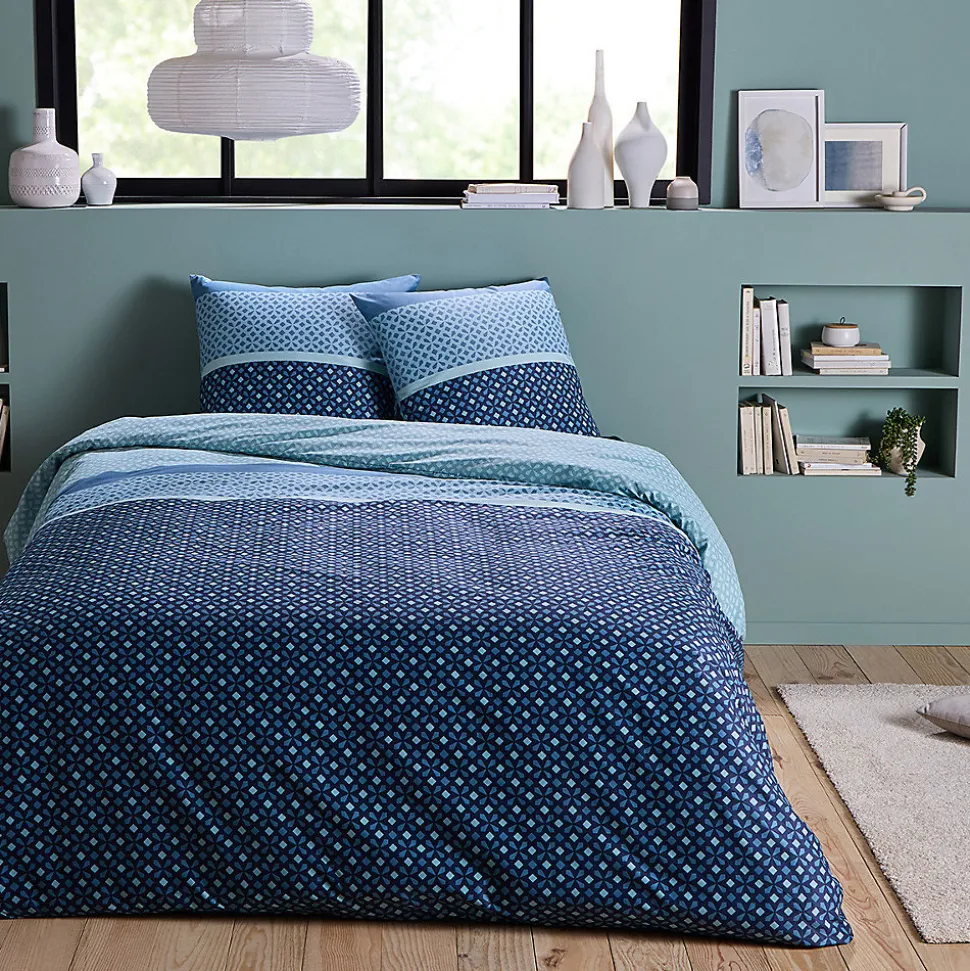 Parure de lit 2 personnes géométrique en microfibre 200x200cm