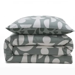 Parure de lit 2 personnes en coton 57 fils imprimé vert 240x220cm