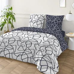 Parure de lit 2 personnes géométrique abstrait réversible 260x240cm
