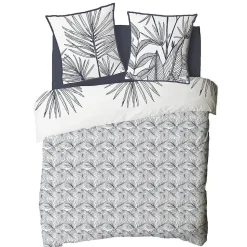 Parure de lit 2 personnes en coton 57 fils imprimé blanc 240x220cm