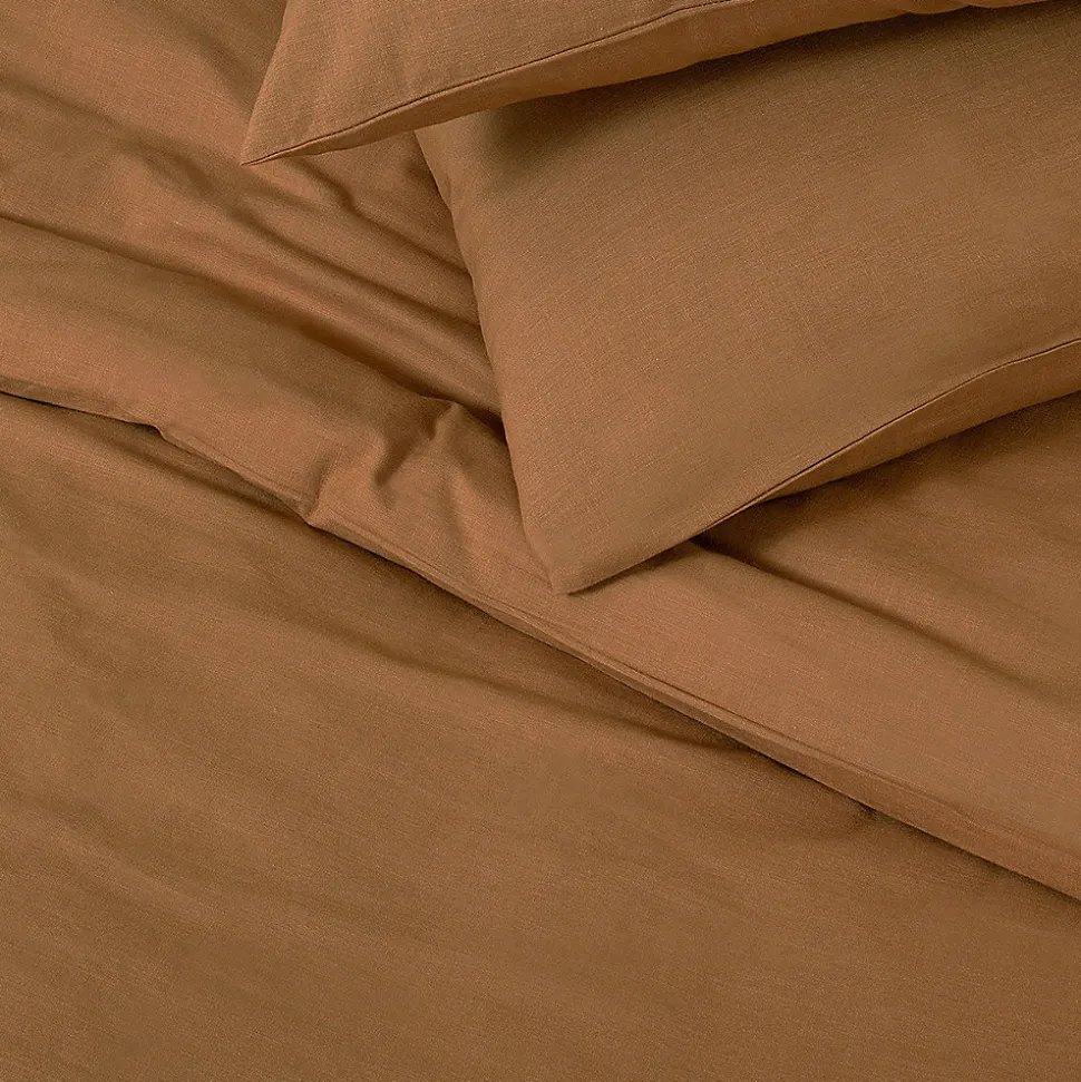 Parure de lit 2 personnes unie effet lin 260x240cm