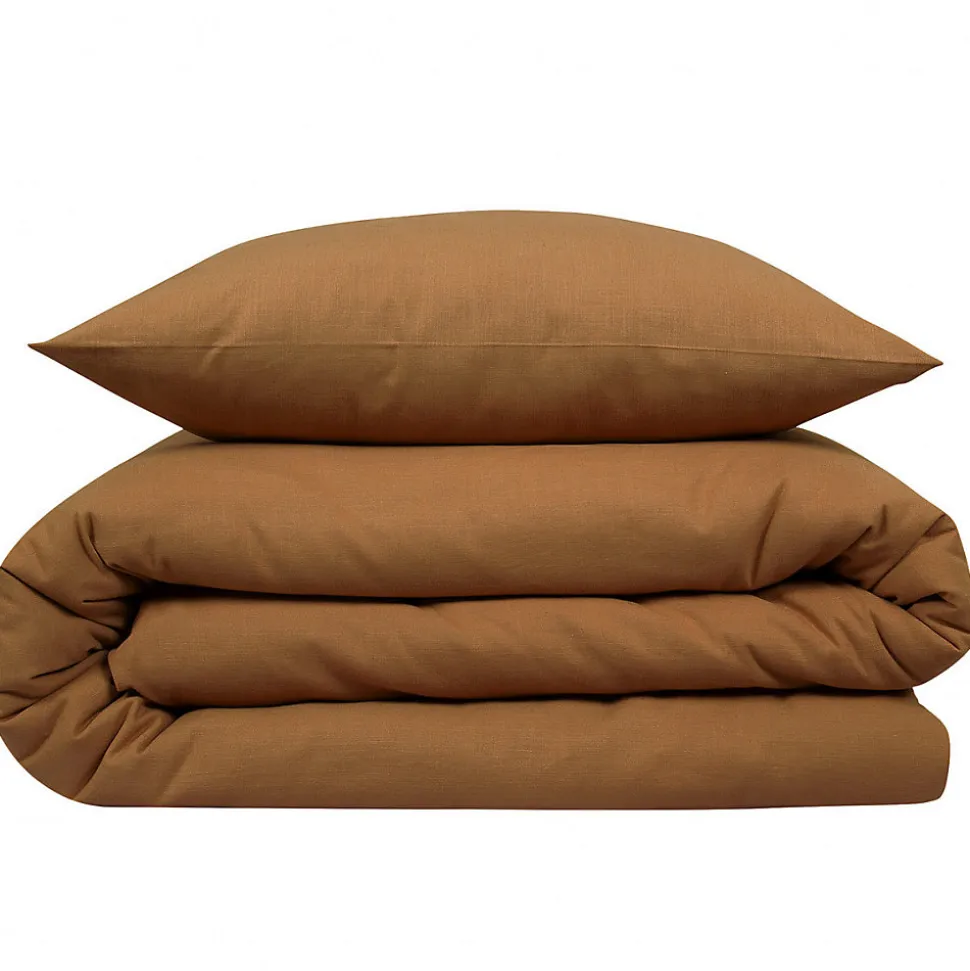 Parure de lit 2 personnes unie effet lin 260x240cm