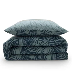 Parure de lit 2 personnes en coton 57 fils imprimé vert 240x220cm
