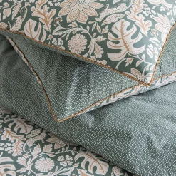 Parure de lit 2 personnes floral et pois en coton 260x240cm