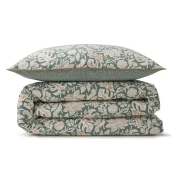 Parure de lit 2 personnes floral et pois en coton 260x240cm