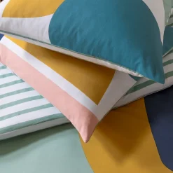 Parure de lit 2 personnes géométrique à rayures 240x220cm