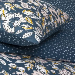 Parure de lit 2 personnes en percale 70 fils imprimé bleu