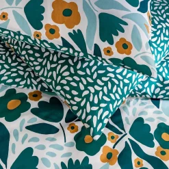 Parure de lit 2 personnes en coton 57 fils imprimé vert 260x240cm