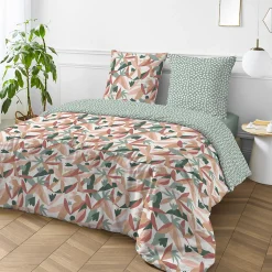 Parure de lit 2 personnes motif abstrait réversible 260x240cm