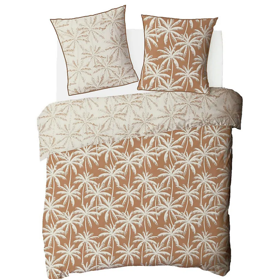 Parure de lit 2 personnes en coton 57 fils imprimé camel 240x220cm