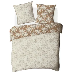 Parure de lit 2 personnes en coton 57 fils imprimé camel 240x220cm