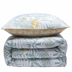 Parure de lit 2 personnes en coton 57 fils imprimé bleu 240x220cm