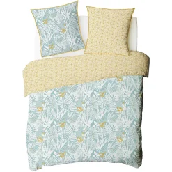 Parure de lit 2 personnes en coton 57 fils imprimé bleu 240x220cm