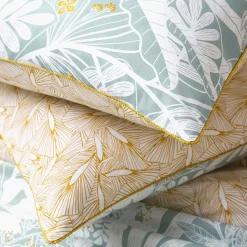 Parure de lit 2 personnes en coton 57 fils imprimé bleu 240x220cm