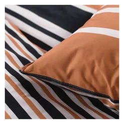 Parure de lit 2 personnes -TODAY - 240x200 cm - 100% Coton - Orange, Noir et Blanc