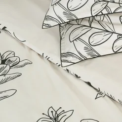 Parure de lit 2 personnes en satin de coton imprimé végétal 240x220cm