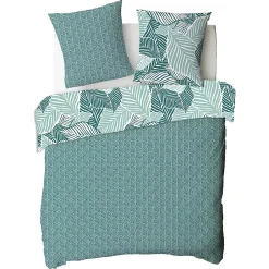 Parure de lit 2 personnes imprimé feuillage réversible 260x240cm