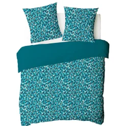 Parure de lit 2 personnes géométrique marine en coton 240x220cm