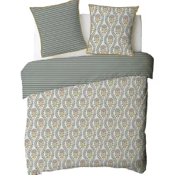 Parure de lit 2 personnes floral charme rayé 240x220cm