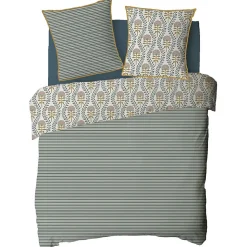 Parure de lit 2 personnes floral charme rayé 240x220cm