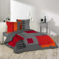 Parure de lit 2 personnes "Quadro" (240x220 cm - Gris anthracite)