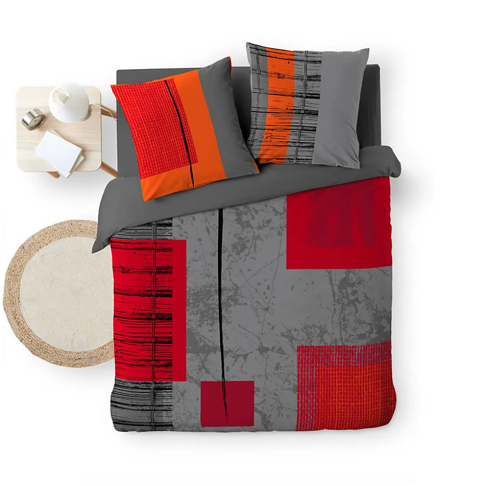 Parure de lit 2 personnes "Quadro" (240x220 cm - Gris anthracite)