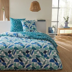 Parure de lit 2 personnes géométrique réversible en coton 240x220cm