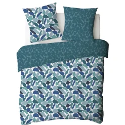 Parure de lit 2 personnes géométrique réversible en coton 240x220cm