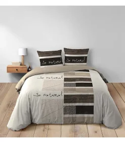 Parure de Lit 3 Pièces - 240 x 220 cm - 42 Fils - So Natural - 220x240cm - Naturel