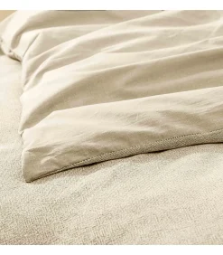 Parure de Lit 3 Pièces 100% Coton Fils Teints Meline beige 260 x 240 cm