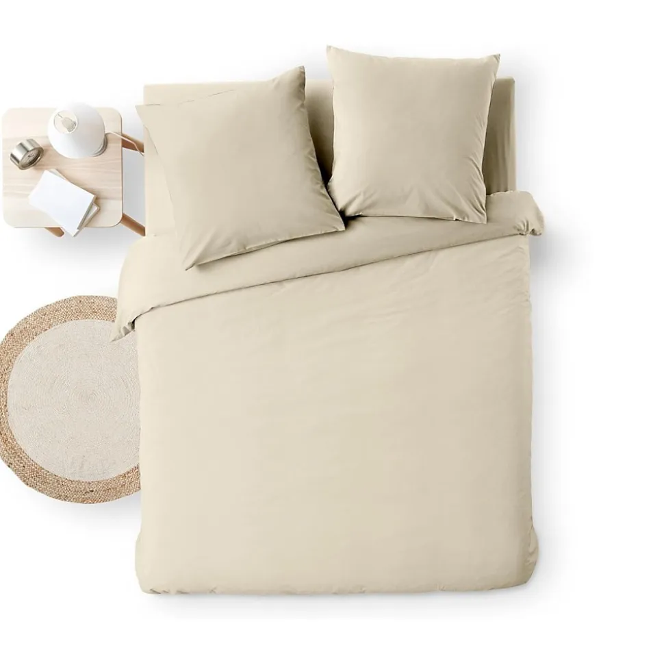Parure de Lit 3 Pièces 100% Coton Fils Teints Meline beige 240 x 220 cm