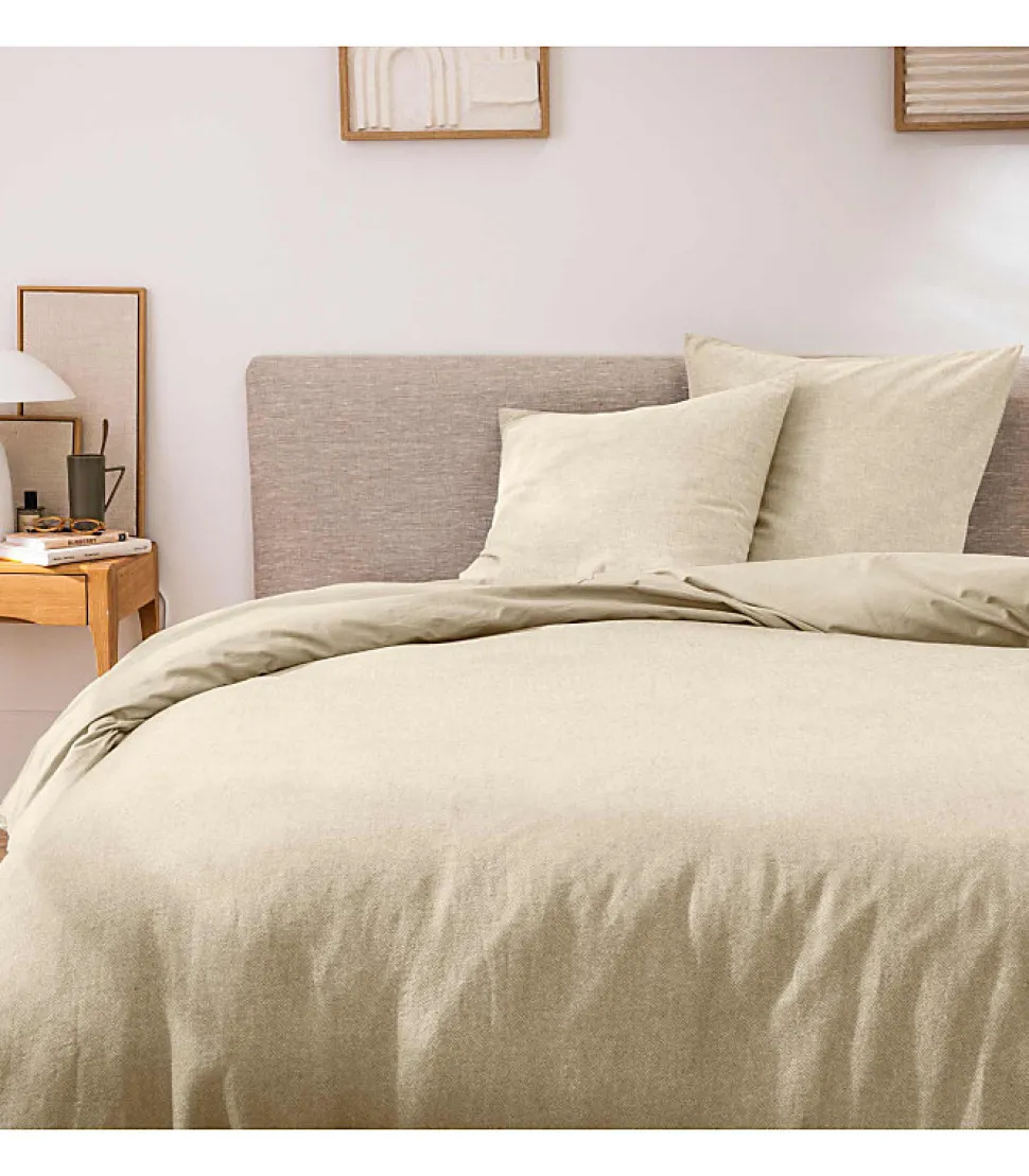 Parure de Lit 3 Pièces 100% Coton Fils Teints Meline beige 240 x 220 cm
