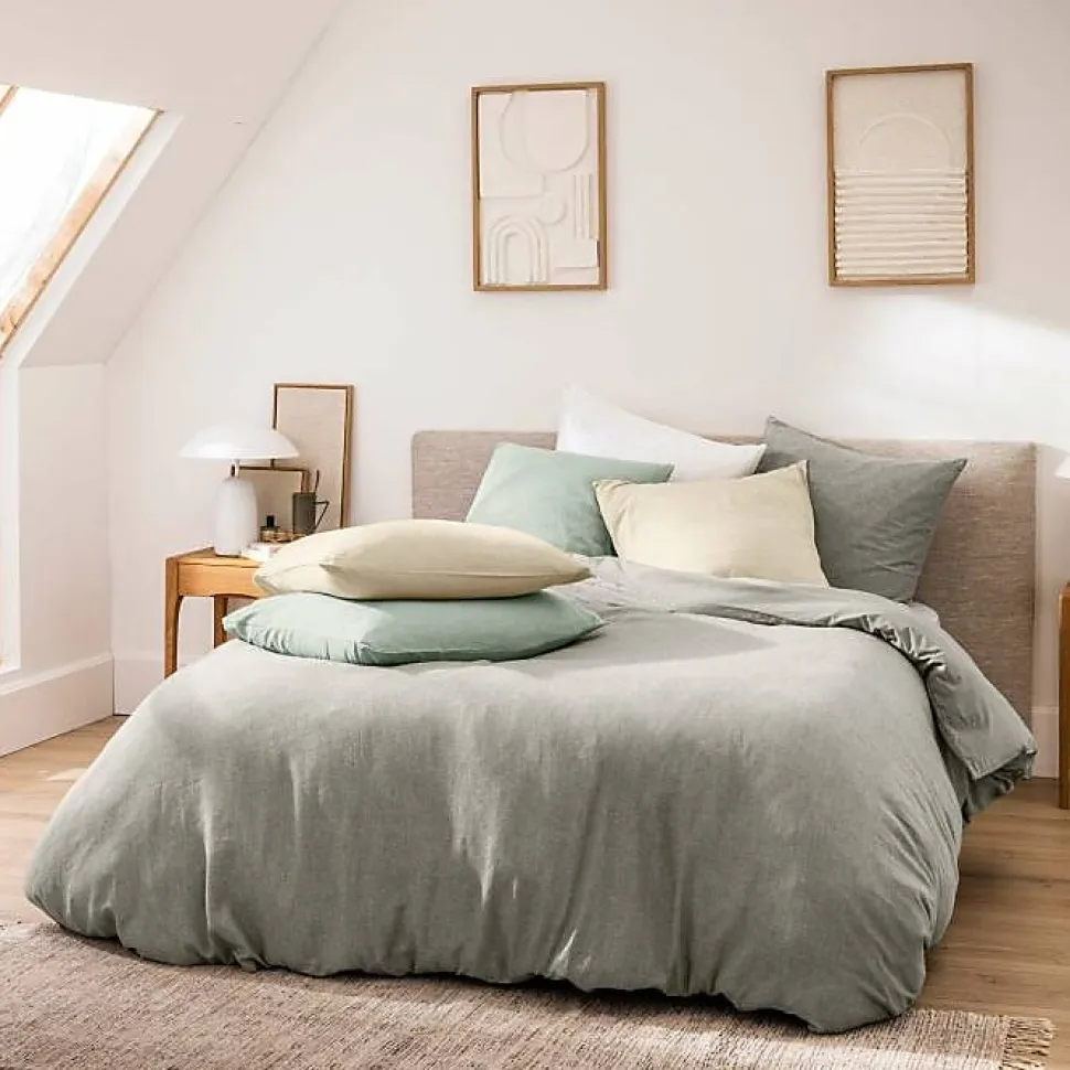 Parure de Lit 3 Pièces 100% Coton Fils Teints Meline beige 240 x 220 cm