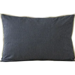 Parure de lit 3 pièces : housse 260x240 cm et taies 50x70 cm coton BRIXTON à rayures noires