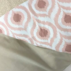 Parure de lit 3 pièces : housse 240x220 cm et taies 50x70 cm coton INOUK rose/beige