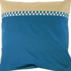 Parure de lit 3 pièces : housse 300x240 cm et taies 65x65 cm en percale de coton LINOA bleu cobalt