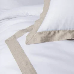 Parure de lit 3 Pièces coton et lin (240x220 cm - Blanc)