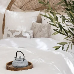 Parure de lit 3 pièces Edie jacquard blanc 260x240cm - Atmosphera