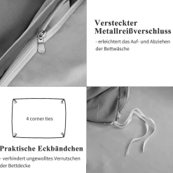 Parure de lit 4 pièces en Polyester, 160 x 200 cm, motif à carreaux esthétique en coton, résistante aux Plis , Gris