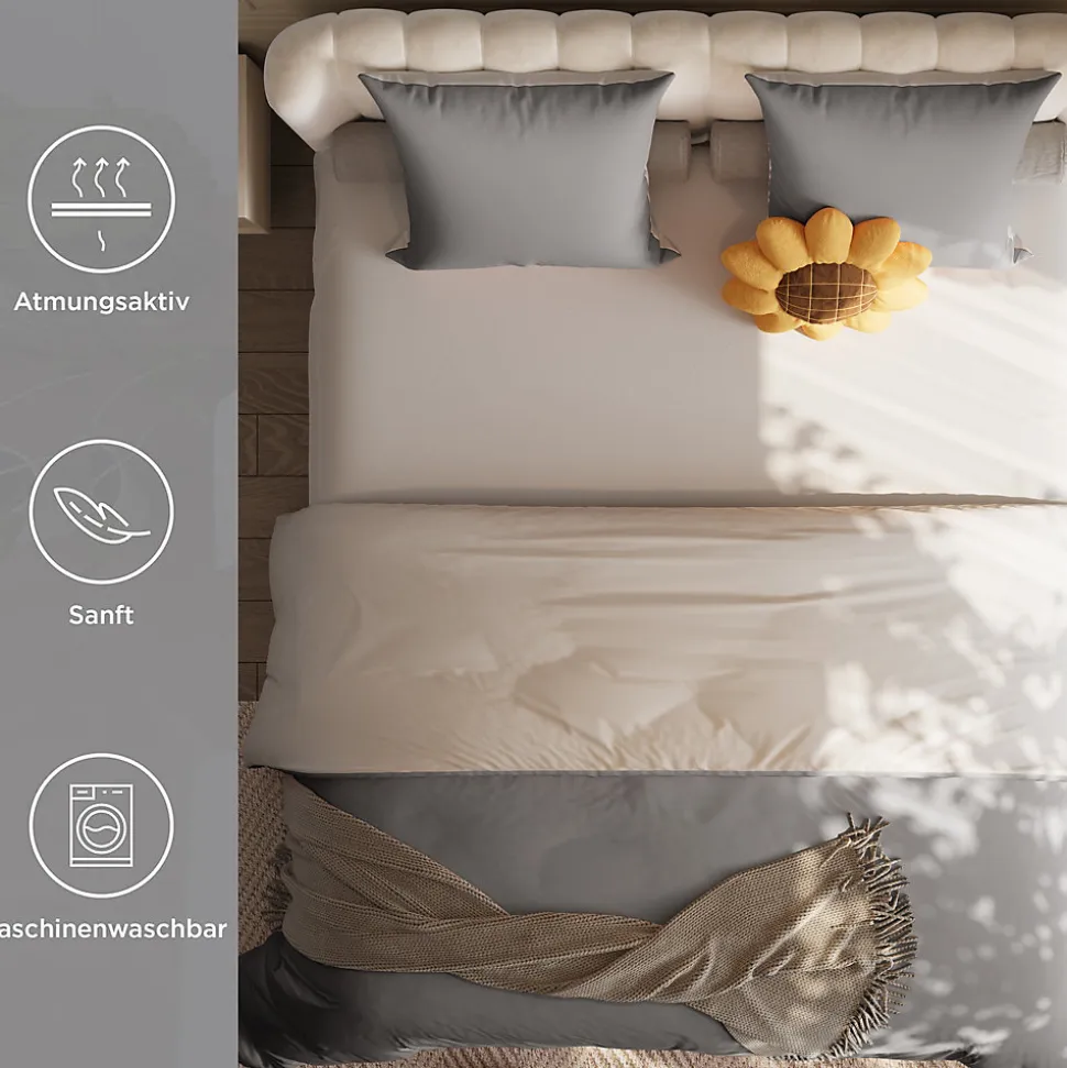 Parure de lit 4 pièces en Polyester, 160 x 200 cm, motif à carreaux esthétique en coton, résistante aux Plis , Gris