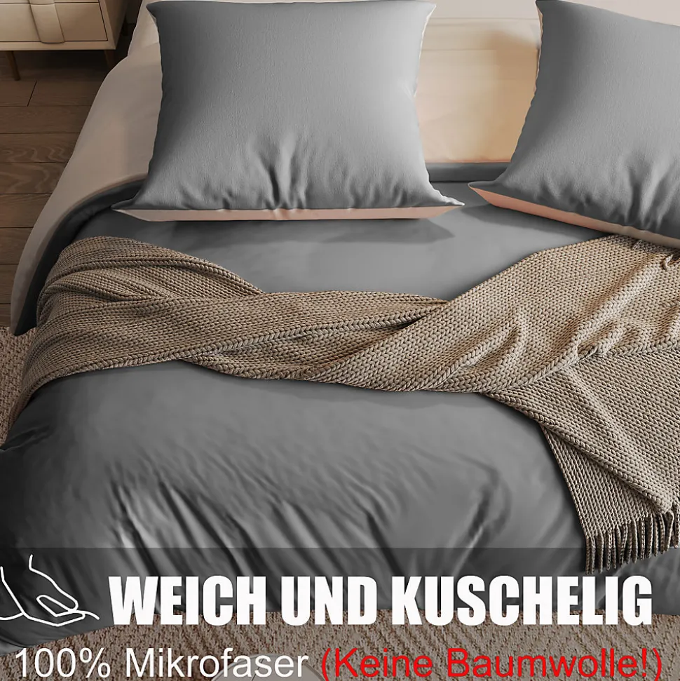 Parure de lit 4 pièces en Polyester, 160 x 200 cm, motif à carreaux esthétique en coton, résistante aux Plis , Gris