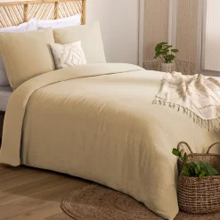 Parure de lit 3 pièces Flora gaze de coton lin 260x240cm - Atmosphera