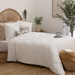 Parure de lit 3 pièces Swan jacquard blanc 240x220cm - Atmosphera